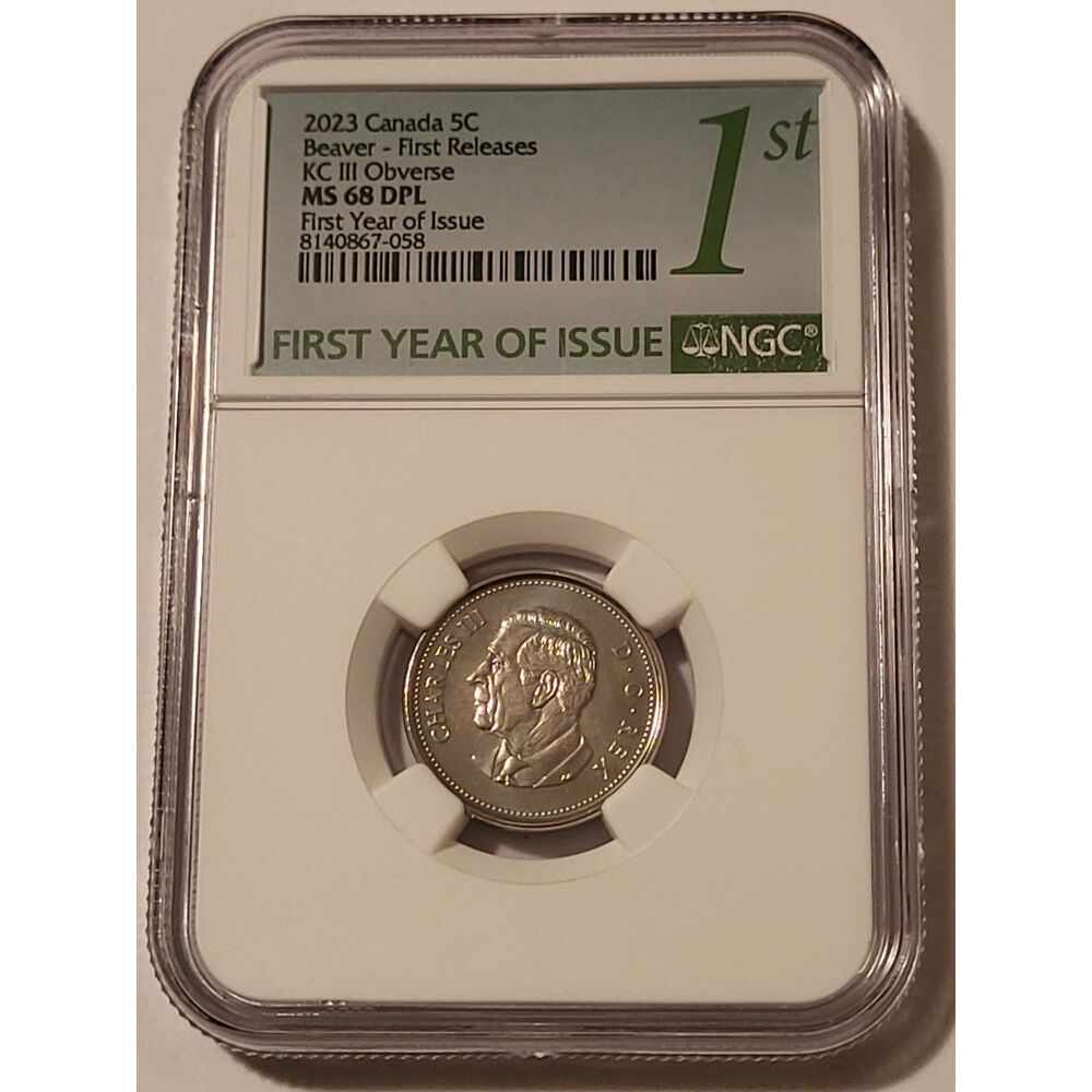 Canada Charles III 2023 5 Cents rv Beaver MS68 DPL NGC First Releases